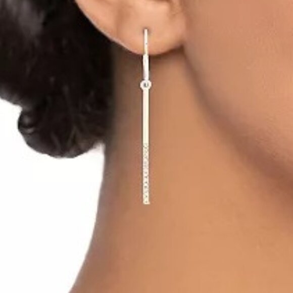 NINE WEST Mod/Contemporary Silver Clear Crystal Stick Linear Earrings**NEW! - Picture 3 of 3